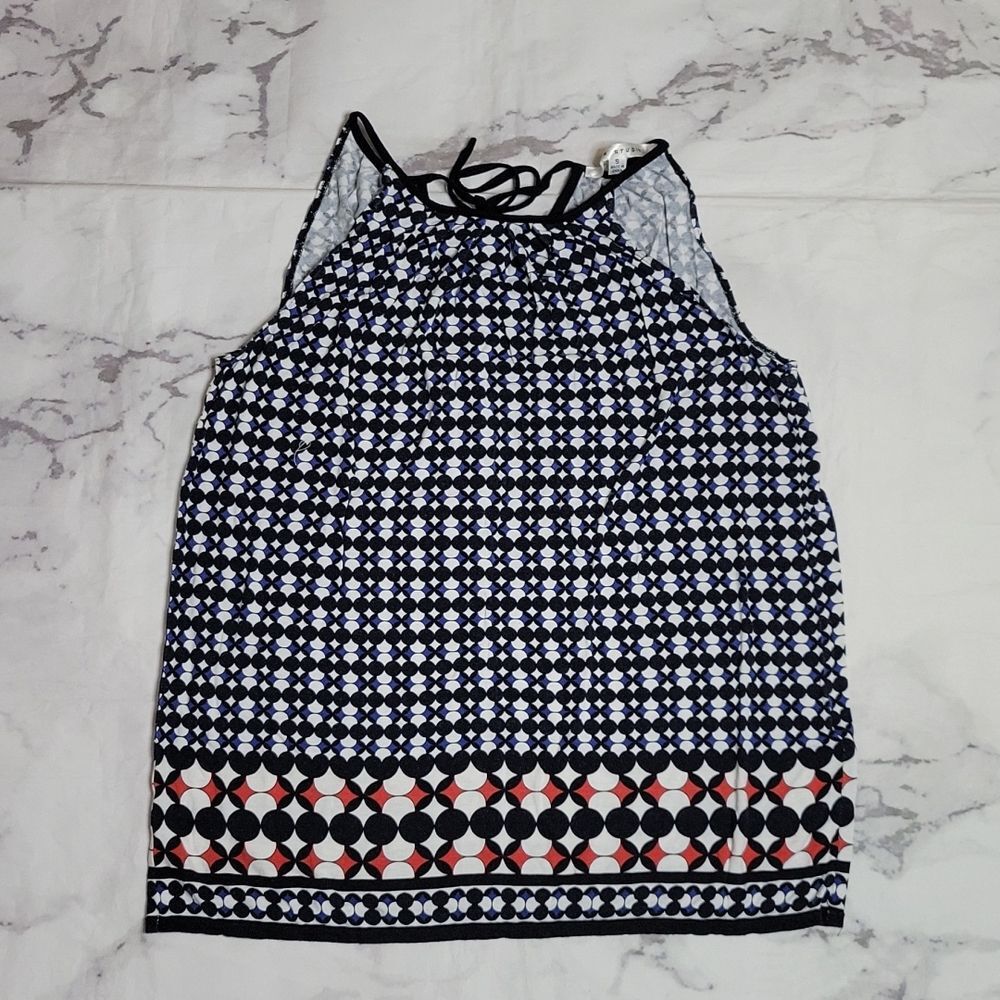 Max Studio Blue/Black Geometric Print Tank